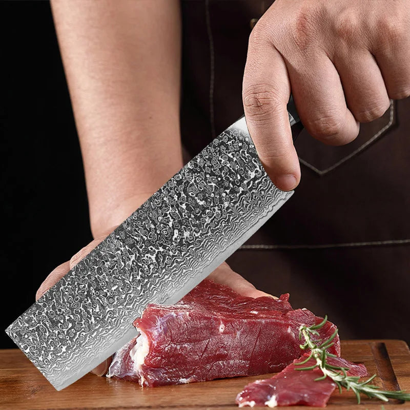 Damascus Steel Cleaver Knife – Handmade Forged Kitchen Chopper Damascus Cleaver Knife Axl