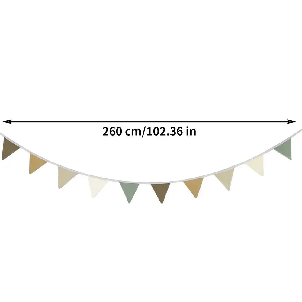 Colorful Triangle Bunting Banner – Washable Cotton Garland Party Banner Garland Axl green