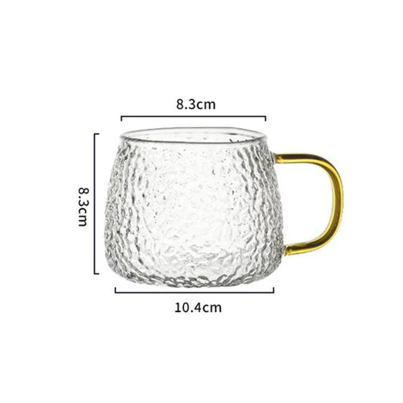 KEMORELA 400ml Hammer Pattern Glass Cup – Coffee & Tea Mug Glass Coffee Mug Axl
