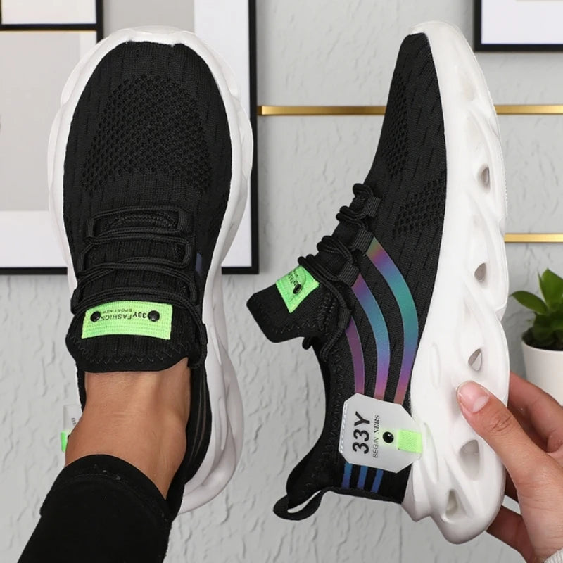 AZGB Women's Breathable Mesh Sneakers – Lightweight Athletic Shoe Women's Athletic Sneakers Axl Black White 42