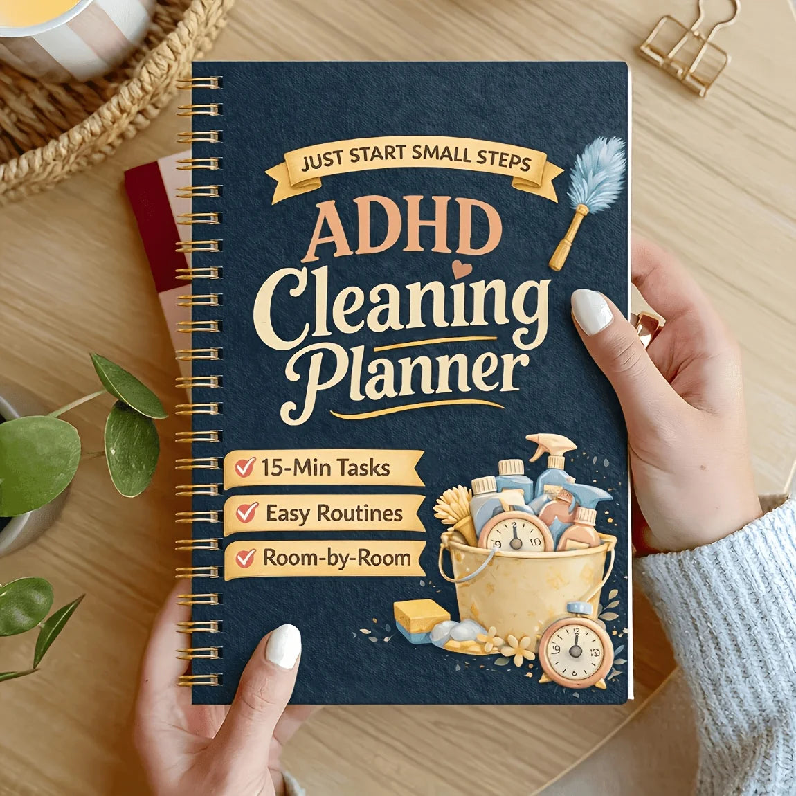 Spiral-Bound Cleaning Planner – Color-Coded Home & Office Schedule Cleaning Planner Axl Cleaning Planner-1pc