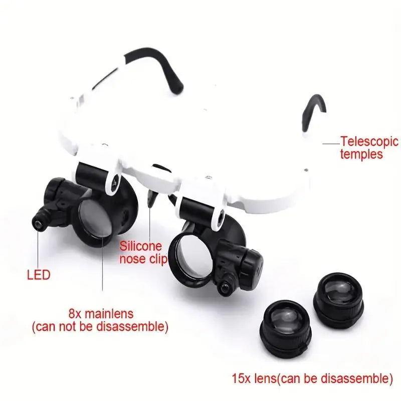 LED Headband Magnifier 8X 15X 23X – Jeweler & Watchmaker Loupe Headband Magnifier Axl