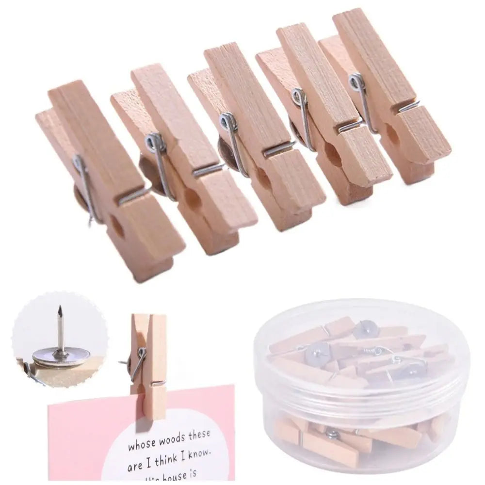 20-Piece Wooden Clip Push Pins – Decorative Corkboard Tacks Decorative Push Pins Axl