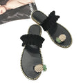Women's Bohemian Pearl Flat Sandals – Summer Beach Slippers Flat Beach Sandals Axl 43 black