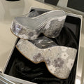 Women's 13CM Sequined Wedge Platform Sandal – Open Toe Heels Wedge Platform Sandals Axl Silver 128-6 40