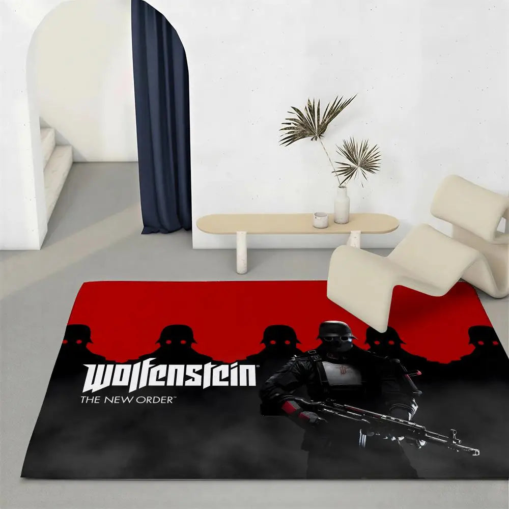 Wolfenstein Classic Game Flannel Floor Mat – Non-Slip Rug Flannel Floor Mat Axl White1 120x160cm