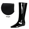 Women's Black Wedge Knee-High Boots – Pointed Toe Patent Leather Wedge Knee-High Boots Axl Black 40