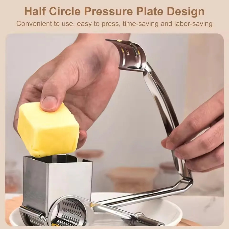 Rotary Cheese Grater – Stainless Steel Multi-Function Slicer Rotary Cheese Grater Axl