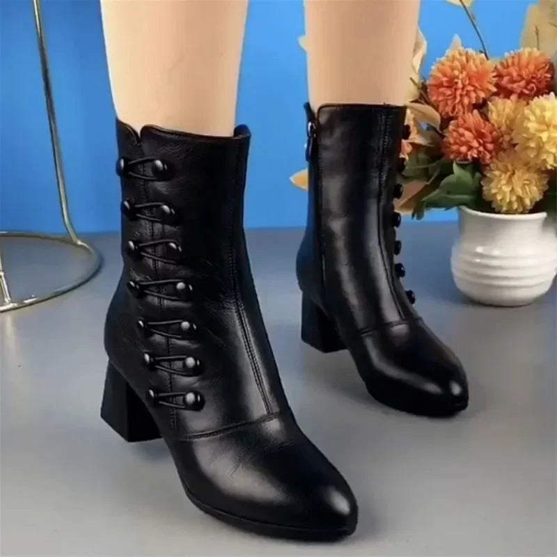 YBQJOO Women's Ankle Boots – Zipper Plush Lined Heeled Boots Women's Ankle Boots Axl
