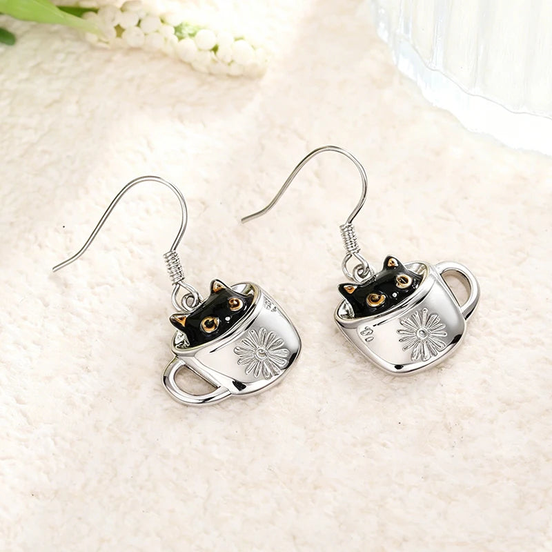 Huitan Black Cat Drop Earrings – Trendy Women's Fashion Jewelry Drop Earrings Axl