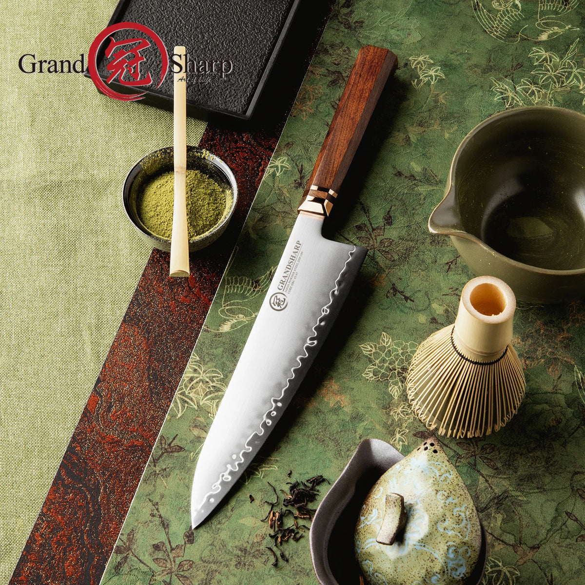 Grandsharp 8.5" Chef Knife ZDP-189 Steel & Mkuruti Wood Handle Chef's Knife Axl