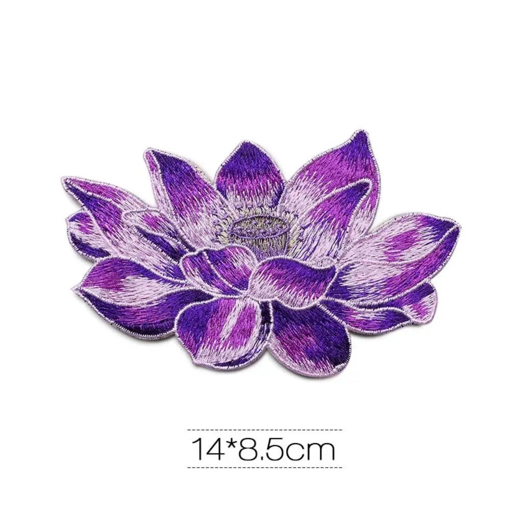 Lotus Flower Sew-On Embroidered Patch – DIY Fabric Appliqué Embroidered Sew-On Patch Axl purple