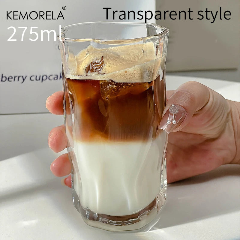 KEMORELA Twist Glass – Iced Coffee & Cold Drink Cup Cocktail Drink Glass Axl A 270ml