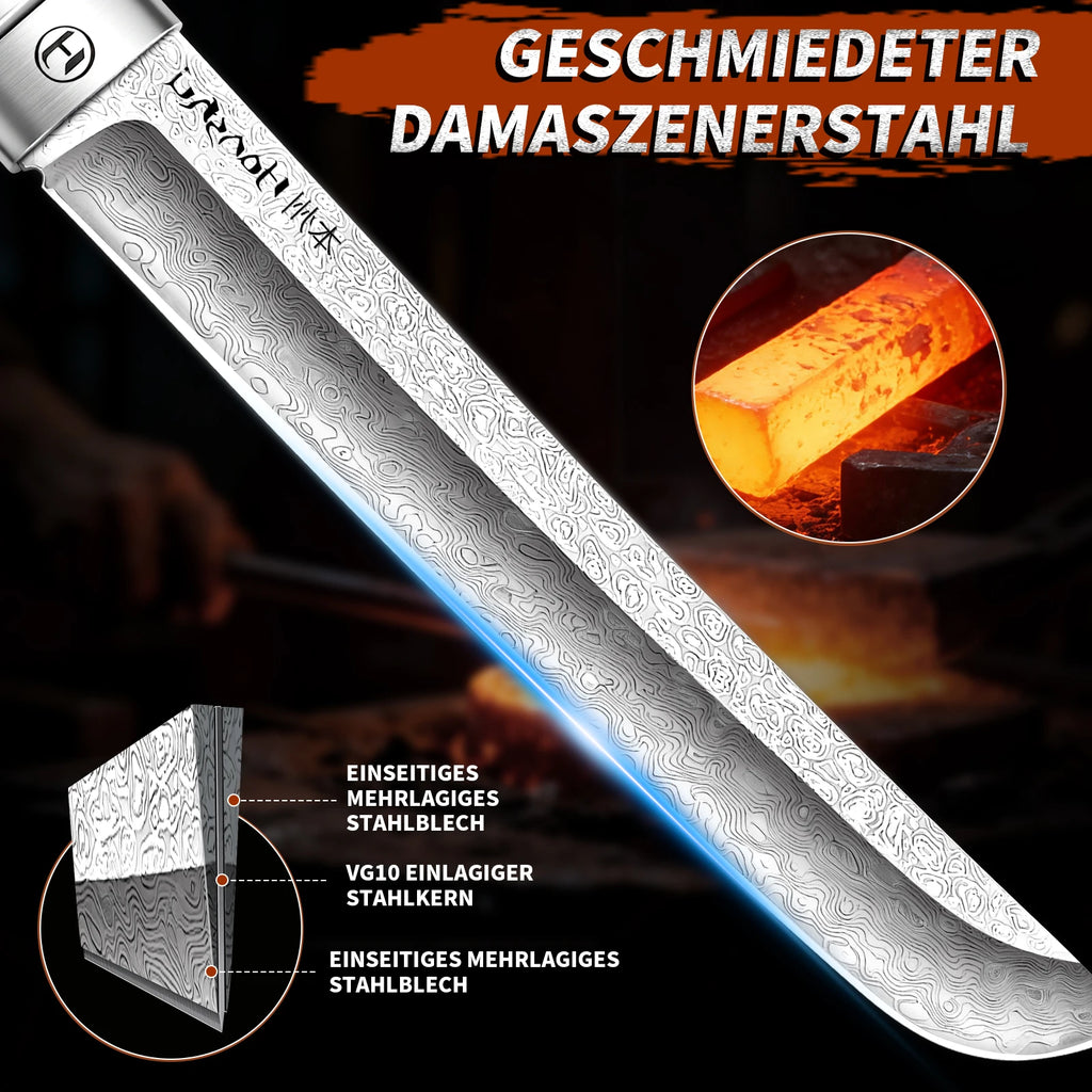 Damascus Steel Chef's Knife – 19cm Japanese Kitchen Knife Damascus Kitchen Knife Axl