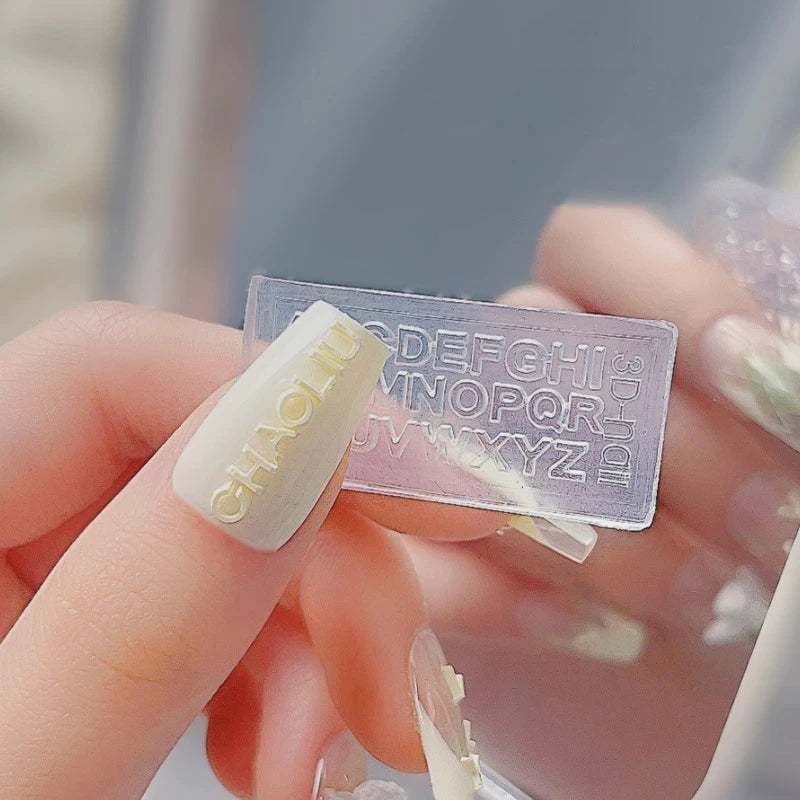 3D Silicone Nail Carving Mold – English Letters Stamping Stencil Nail Art Mold Axl