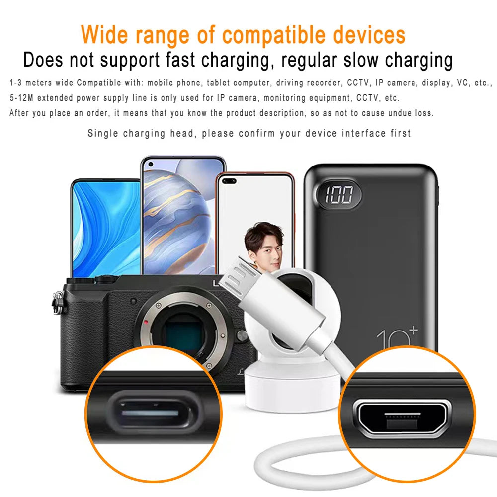 Extra Long USB Type-C Cable 5m–12m | Android, Camera & CCTV USB Charging Cable Axl