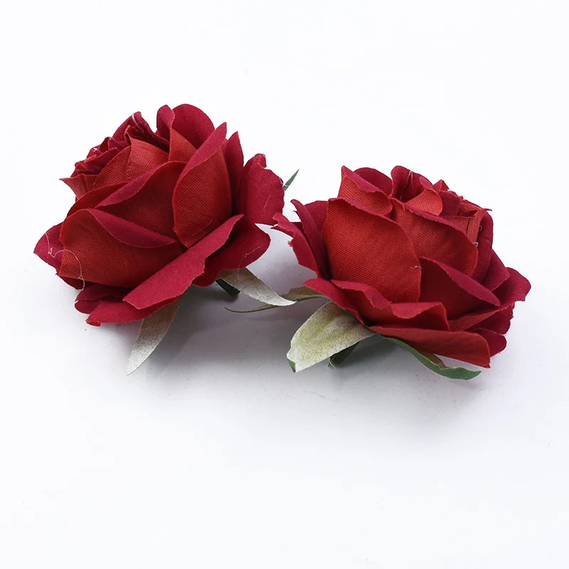 Artificial Silk Rose Heads 5 or 10 Pcs – DIY Wedding Decor Artificial Silk Flowers Axl Red 5 PCS