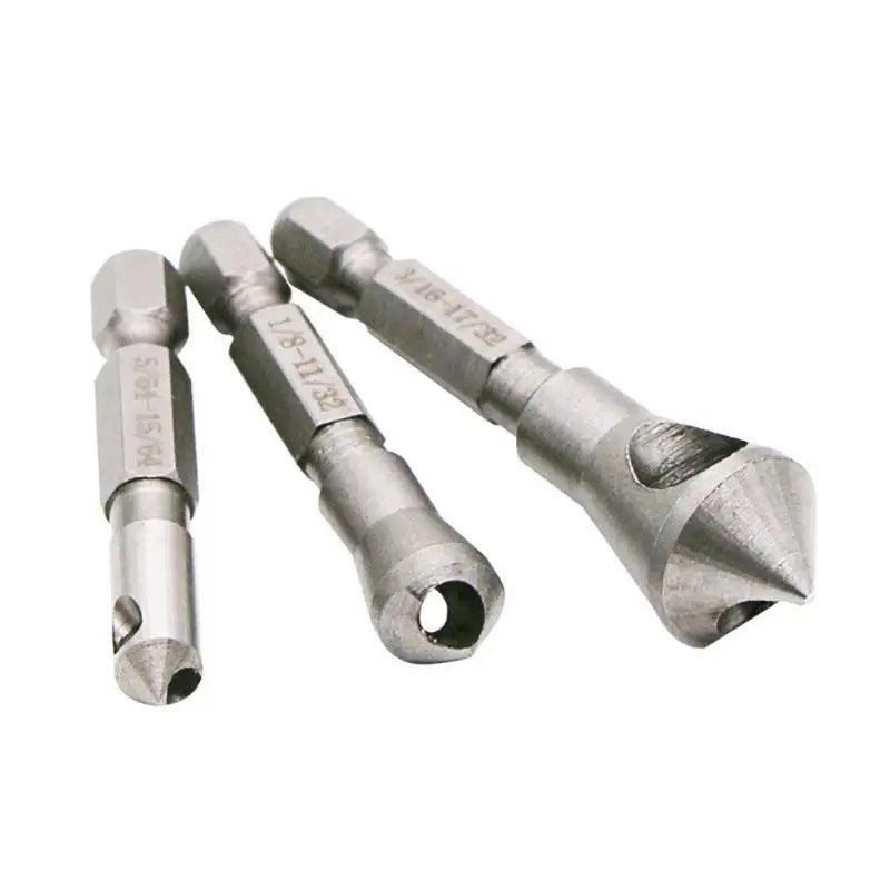3-Piece HSS Countersink Bit Set – Chamfer & Deburring Drill Countersink Drill Bits Axl 3pcs