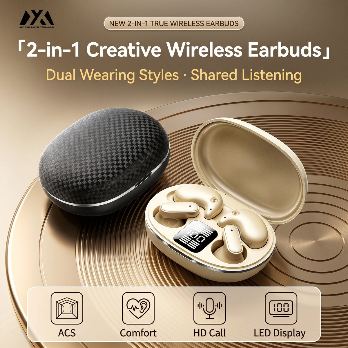 KK0 2-in-1 Wireless Earbuds – LED Display & Dual Wear Styles Wireless Earbuds Axl