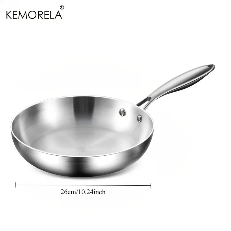 KEMORELA 316 Stainless Steel Frying Pan – Mirror Polished Stainless Steel Frying Pan Axl 26cm