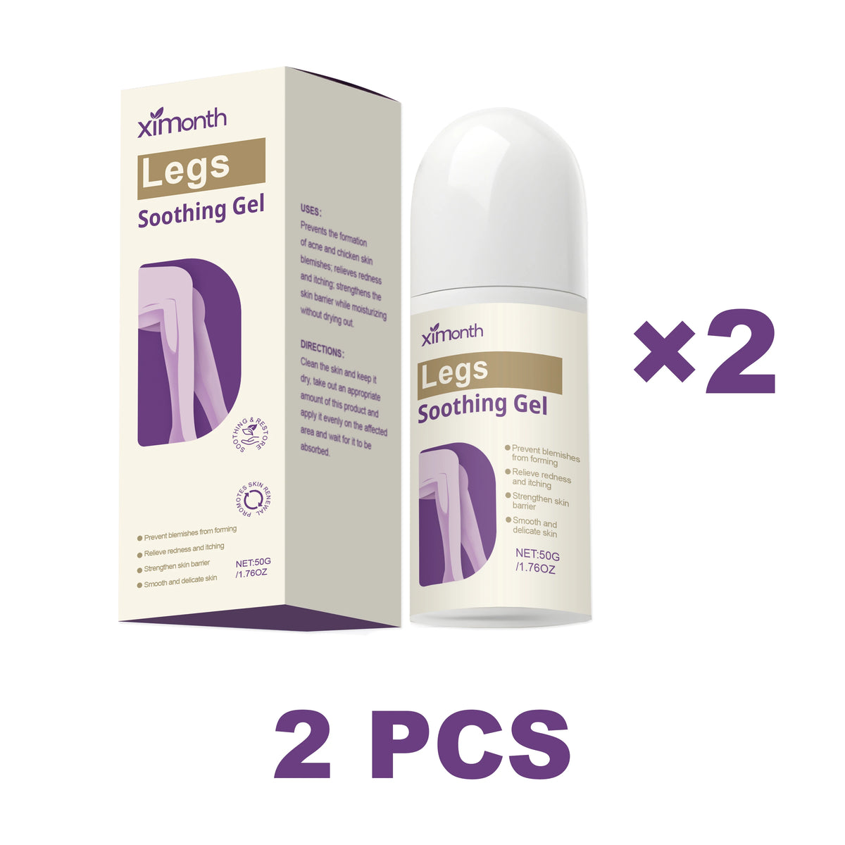 Ximonth Legs Soothing Gel – Moisturizing Body Skin Care 50g Body Soothing Gel Axl 2 pcs