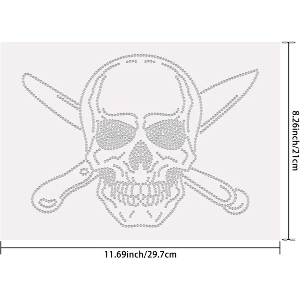 Pirate Rhinestone Iron-On Hotfix Transfer Appliqué Patch Iron-On Rhinestone Patch Axl