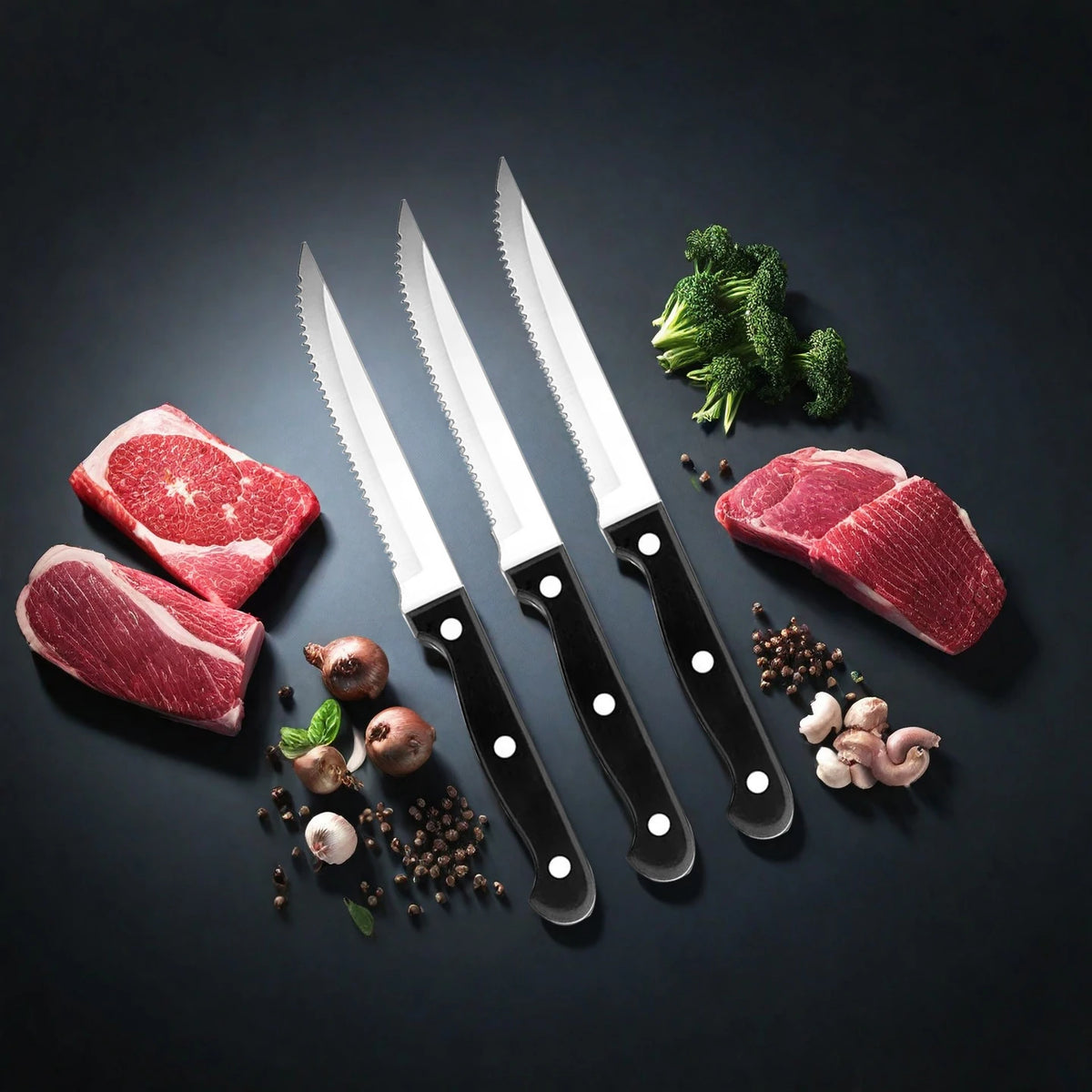 Steak Knife Set 4–16 Pcs | Full Tang Serrated Stainless Steel Steak Knife Set Axl