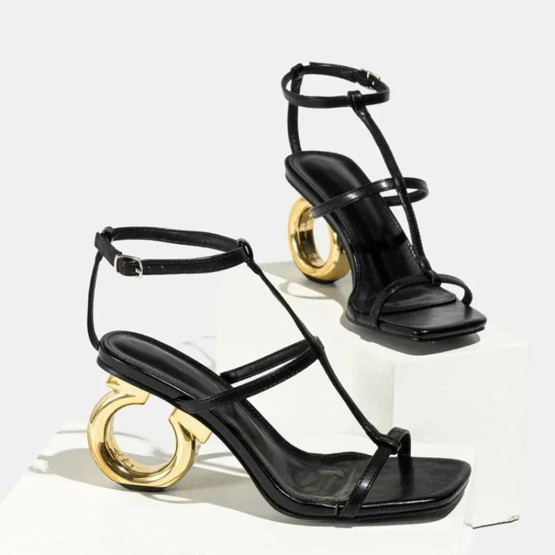 Women's Peep Toe High Heel Sandals – Elegant Summer Buckle High Heel Sandals Axl