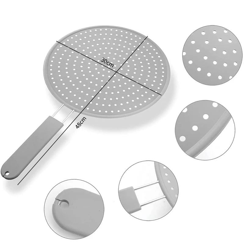 Silicone Splatter Screen with Handle – Oil Splash Guard & Pan Lid Kitchen Splatter Screen Axl