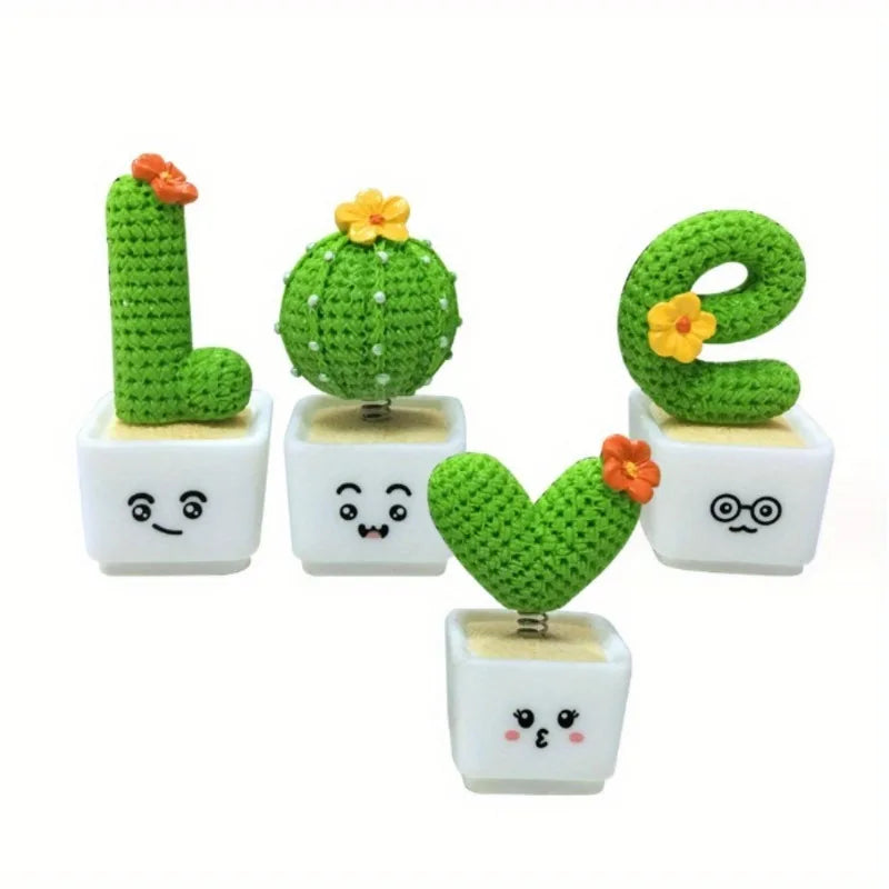 Resin Mini Cactus Figurines Set of 4 – Desk & Home Decor Decorative Figurines Axl