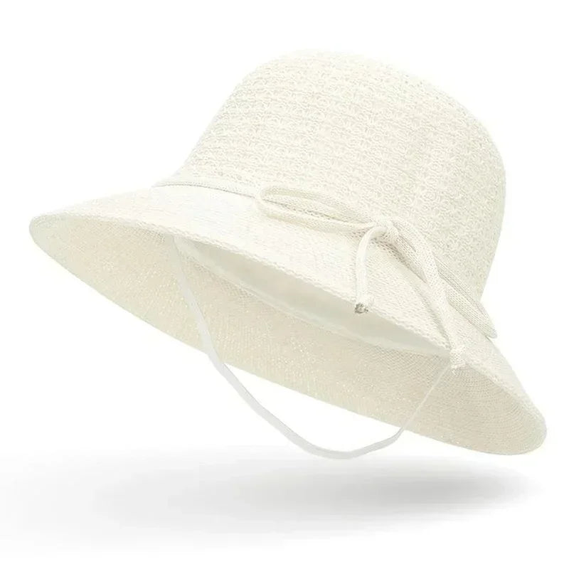 Women's Braided Beach Sun Hat – Wide 6cm Brim Visor Women's Sun Hat Axl Beige