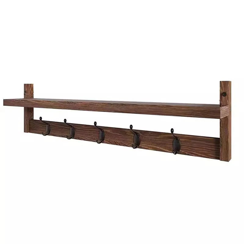 Wall Mounted Wooden Bathroom Shelf | Nordic Towel Rack Wall Mounted Shelf Axl Walnut wood color