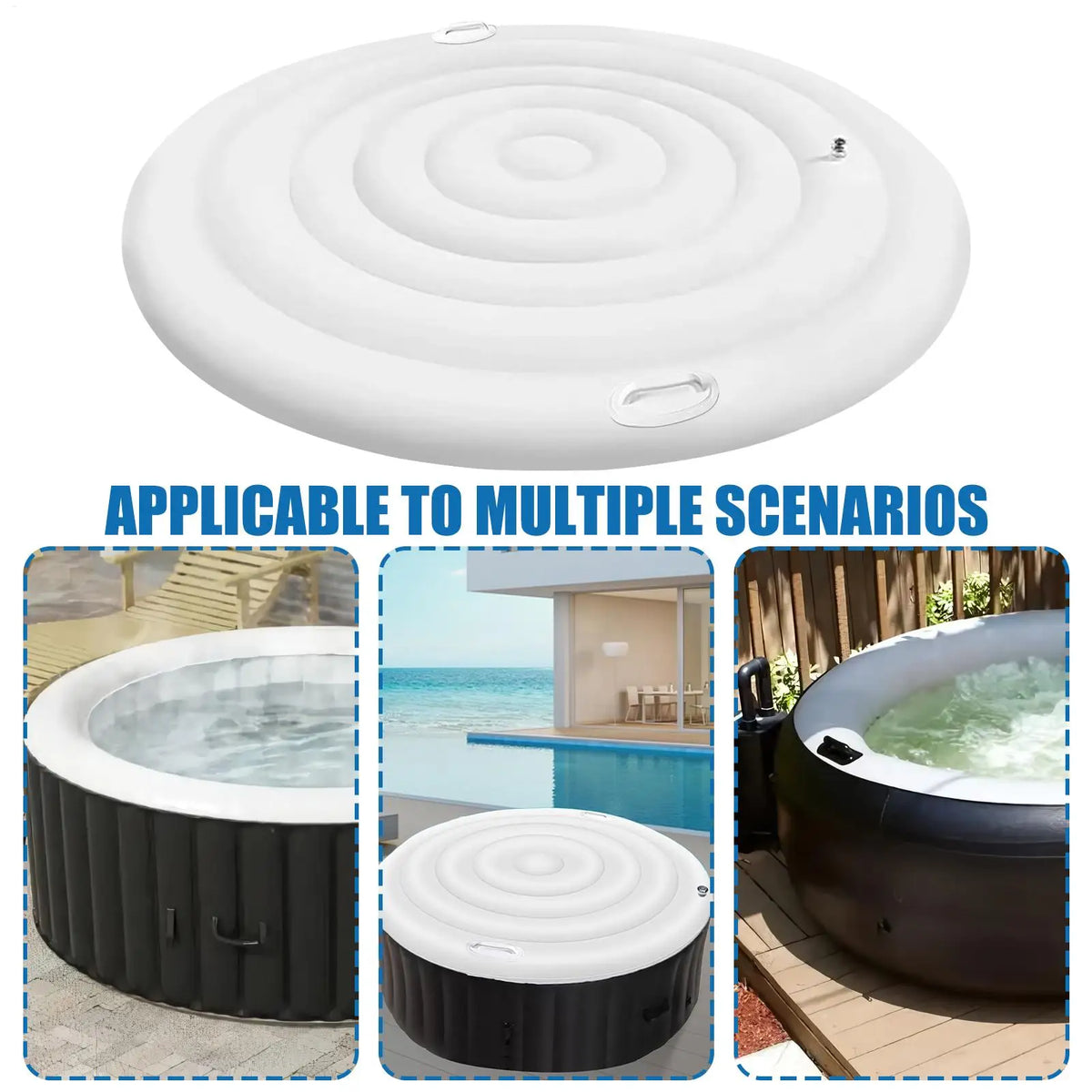 Inflatable Round Hot Tub Cover with Double Handles | PVC Spa Hot Tub Cover Axl
