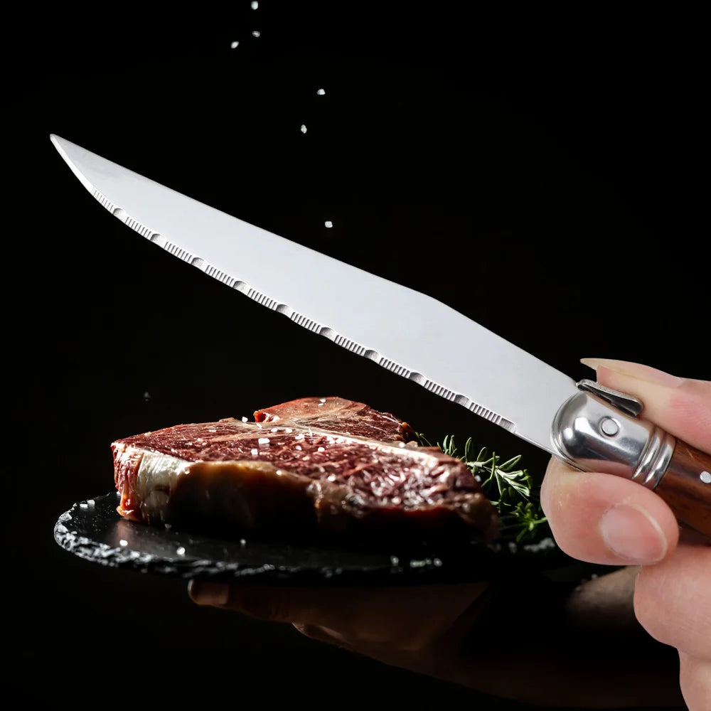 Serrated Steak Knife & Fork Set – Stainless Steel Cutlery Set Steak Knife Set Axl