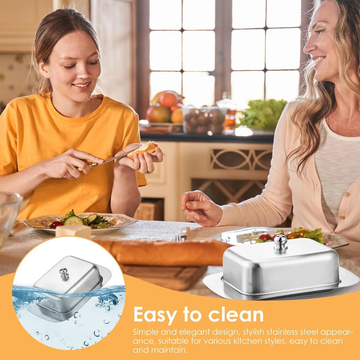 Stainless Steel Butter Dish with Lid & Handle | Cheese Container Butter Dish Axl