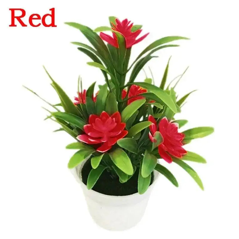 Multi-Color Artificial Lotus Flower with Pot | Home Decor Artificial Flower Decor Axl Red