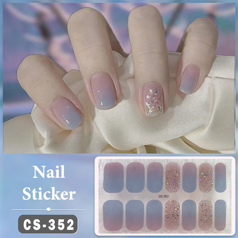 Waterproof Full Cover Nail Wraps – No-Lamp Nail Stickers 14pc