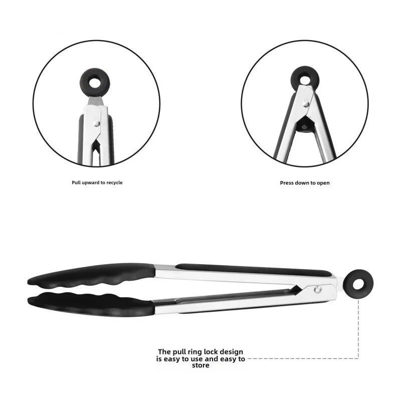 Stainless Steel Silicone Food Tongs – BBQ & Kitchen Tongs Kitchen Tongs Axl