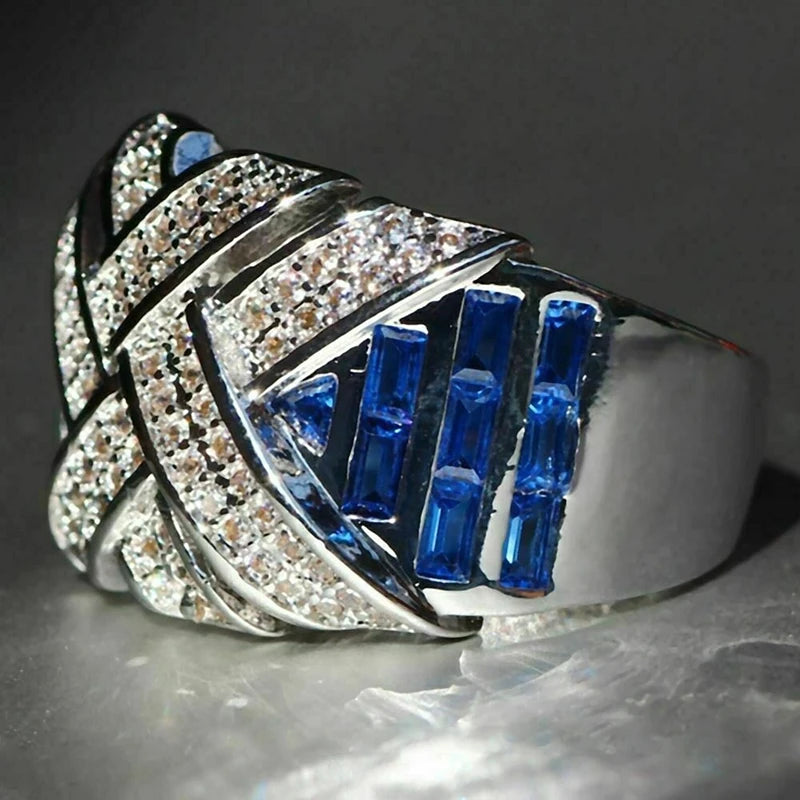 Huitan Wide Cubic Zirconia Ring – Women's Fashion Band Jewelry Fashion Ring Axl