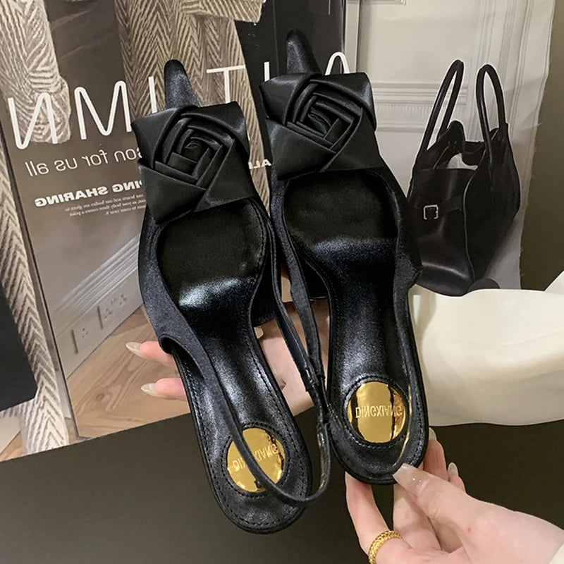 Women's Pointed Toe Stiletto Pumps | Silk Slip-On Dress Heels Stiletto Heel Pumps Axl