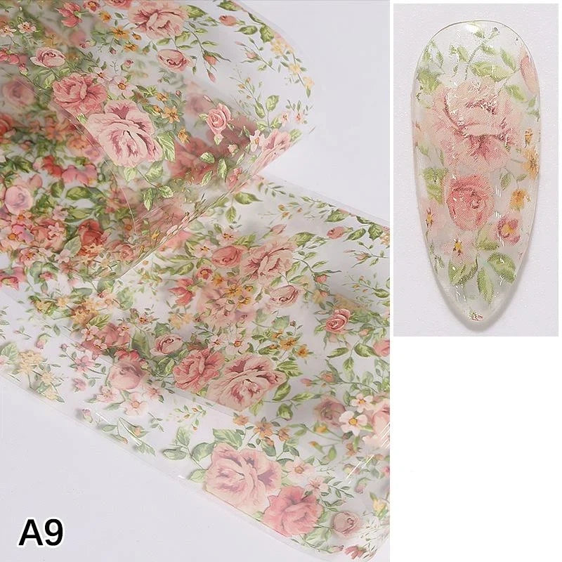 Floral Rose Nail Transfer Foil Stickers – DIY Nail Art Wraps