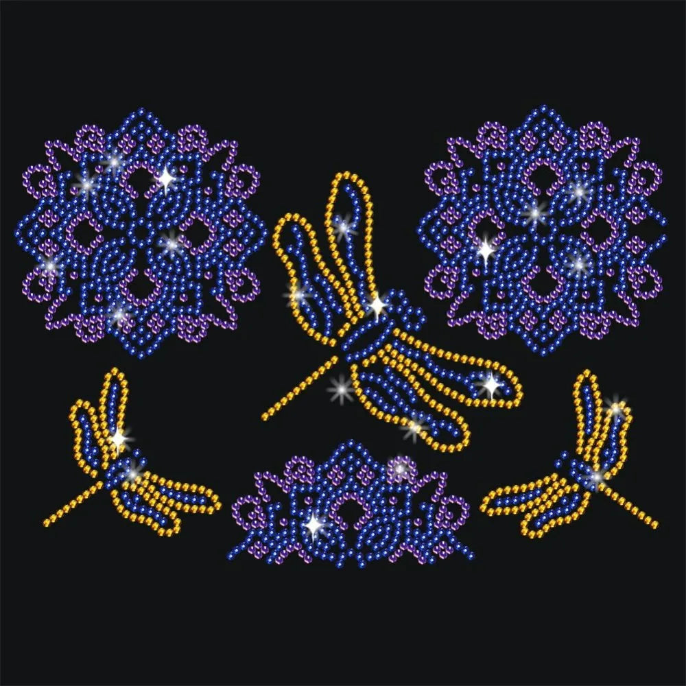 Dragonfly Rhinestone Iron-On Transfer 11.7x8.3" Bling Decal Rhinestone Iron-On Patch Axl