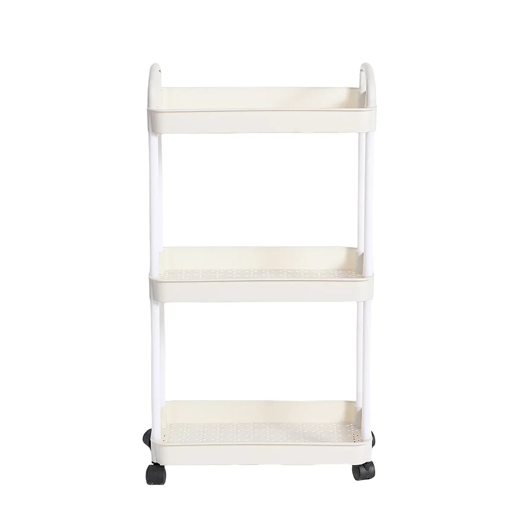 3/4-Tier Rolling Storage Cart with Lockable Wheels | Kitchen & Bath Rolling Storage Cart Axl 3 Tiers White