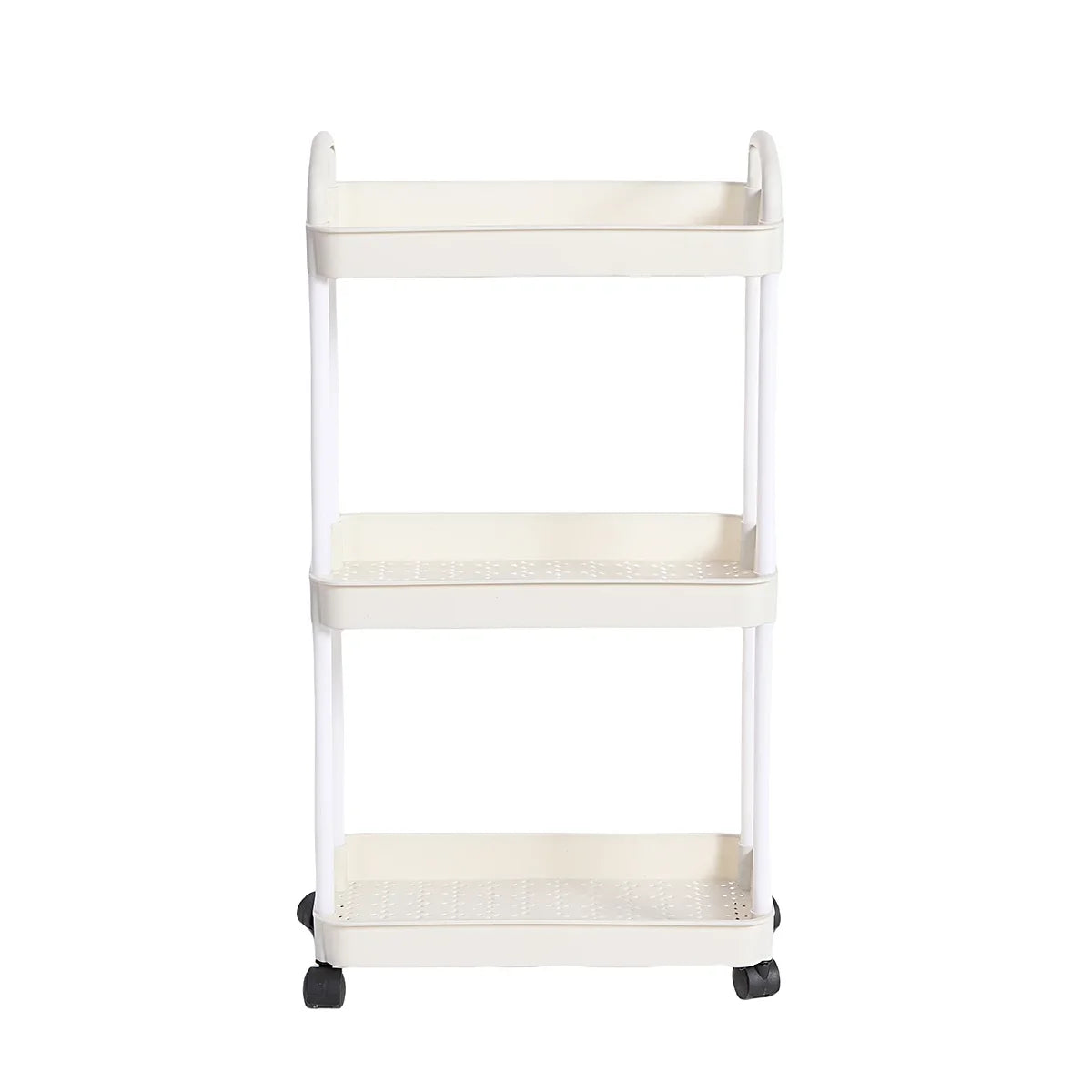 3/4-Tier Rolling Storage Cart with Lockable Wheels | Kitchen & Bath Rolling Storage Cart Axl 3 Tiers White