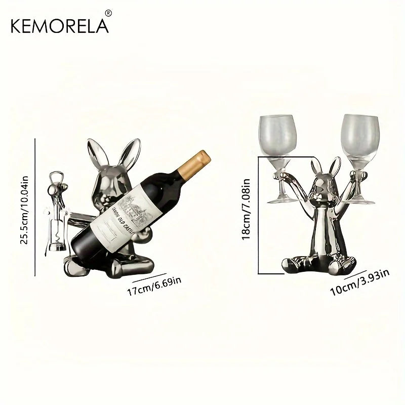 KEMORELA Ceramic Rabbit Wine Rack – Holiday Home Decor Decorative Wine Rack Axl