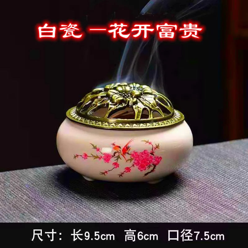 Ceramic Incense Burner – Sandalwood Box & Incense Diffuser Incense Burner Axl Flowers bloom richly