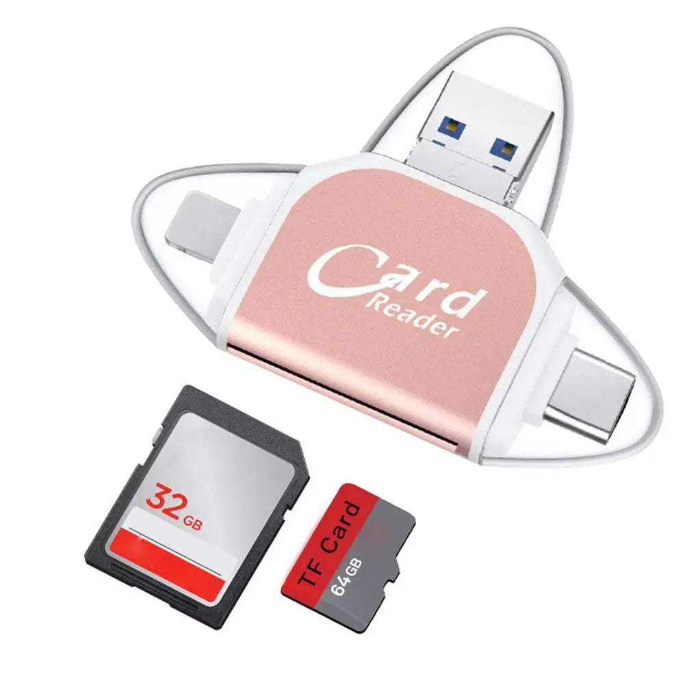 4-in-1 USB-C Card Reader Hub – SD & TF Multiport Adapter USB Card Reader Hub Axl