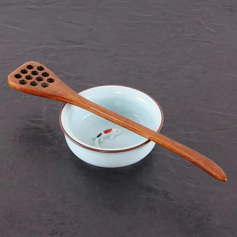 Wooden Honey Dipper Spoon – Eco-Friendly Heart Pattern Wooden Kitchen Spoon Axl B