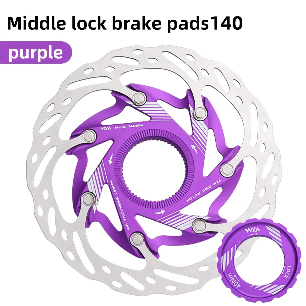 VXM Disc Brake Rotor 140mm 160mm CNC Aluminum Center Lock MTB Disc Brake Rotor Axl 140mm Purple