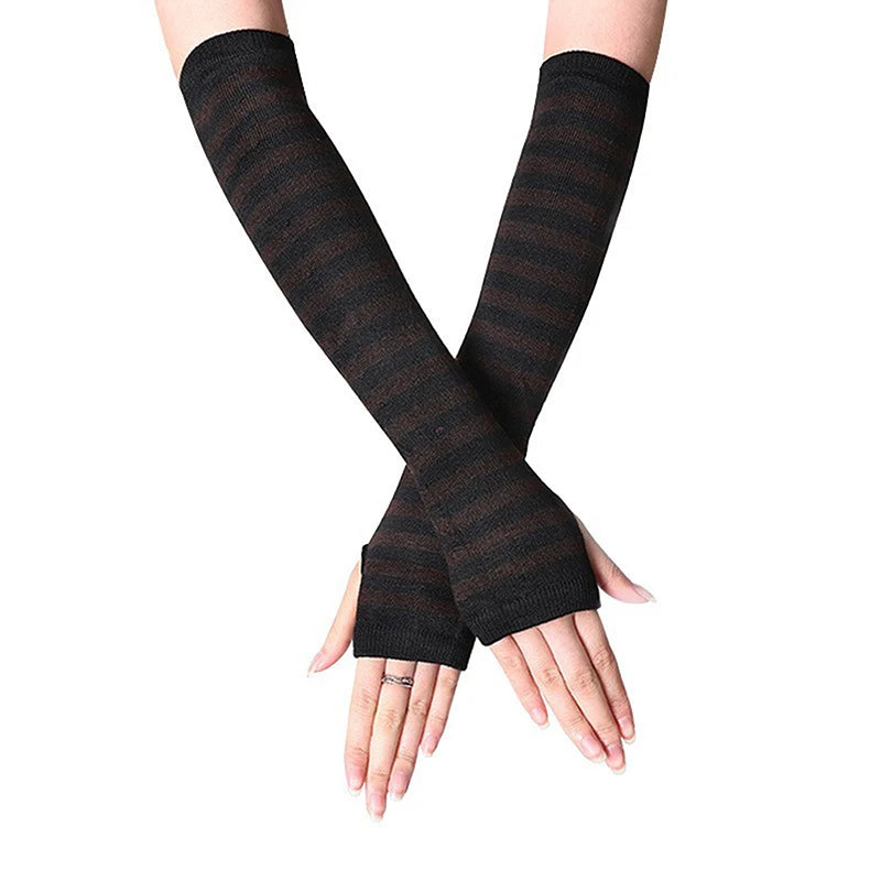 Women's Fingerless Knit Arm Warmers – Long Sleeve Wrist Gloves Fingerless Arm Warmers Axl coffee